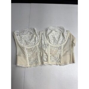Vtg Fleur de Lace by Smoothie Ivory Floral Lace Longline Strapless Bra 38B